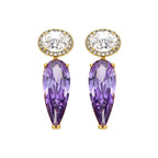Pendientes con Circonita Amatista acabado oro 18k - Ryvea