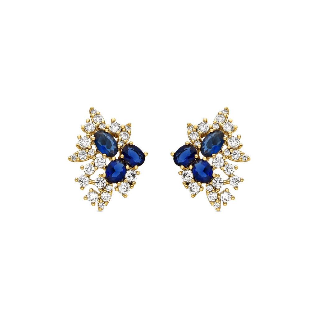 Pendientes con Circonita Zafiro acabado oro 18k - Ciame