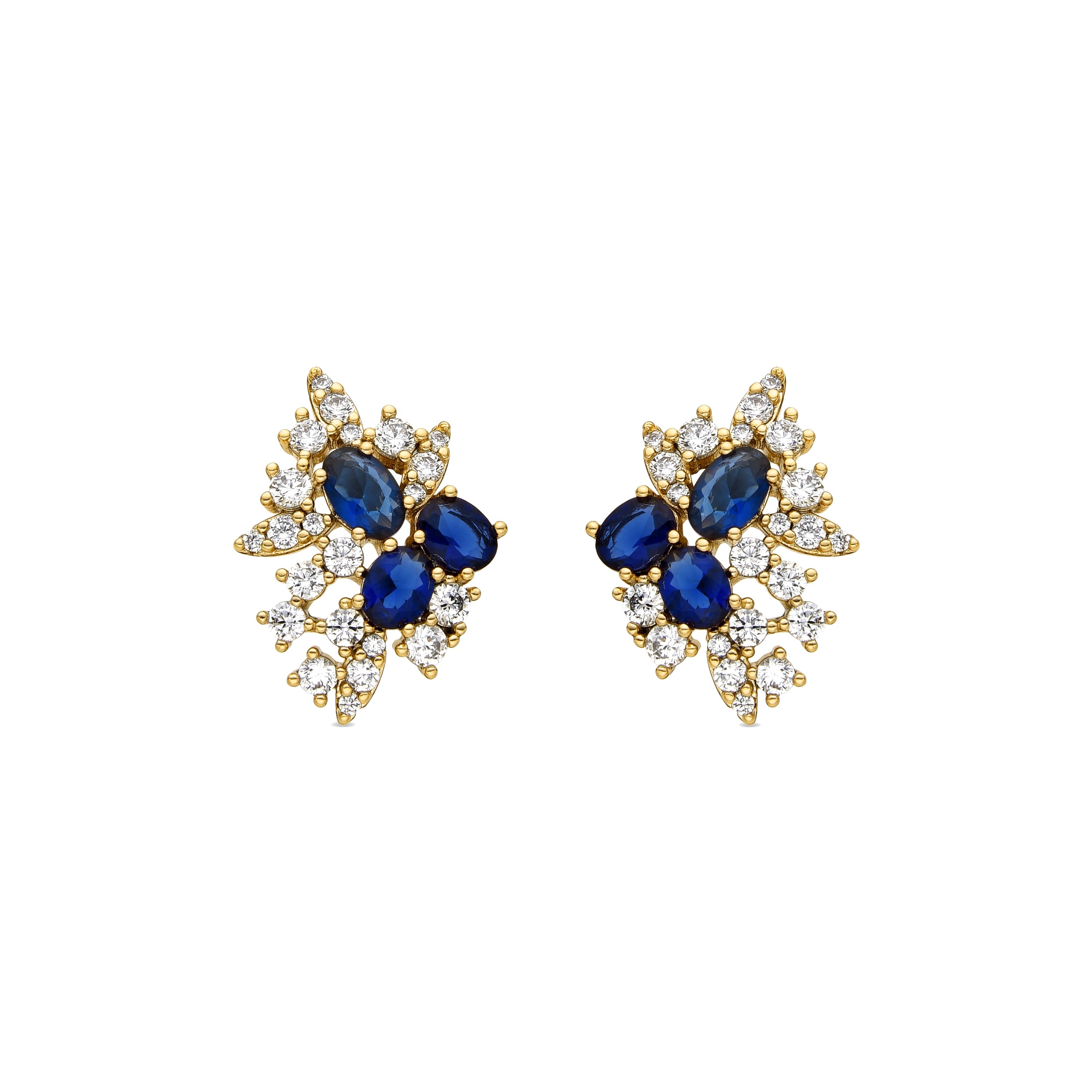 Pendientes con Circonita Zafiro acabado oro 18k - Ciame
