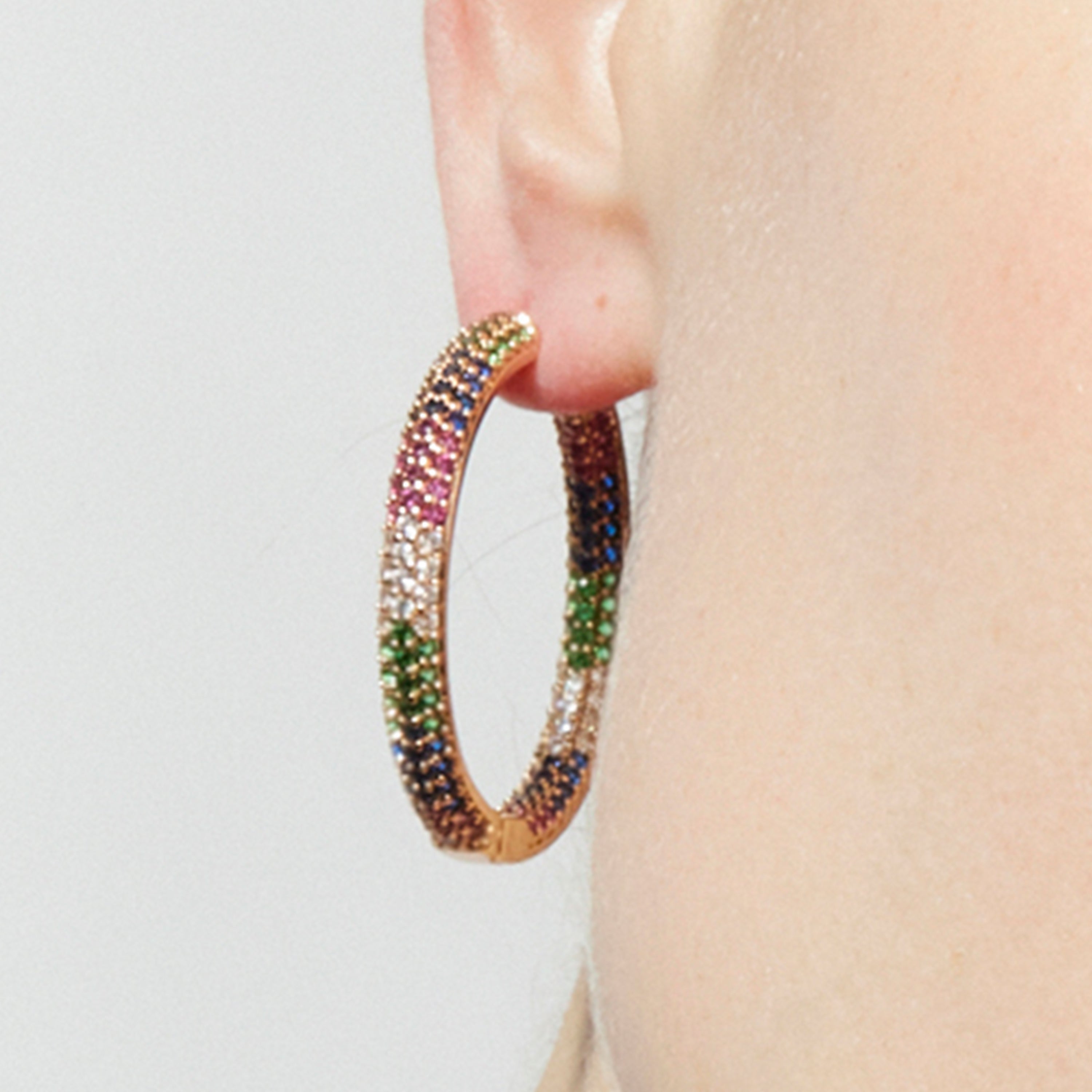 Pendientes con Circonita Multicolor acabado plata - Zanki