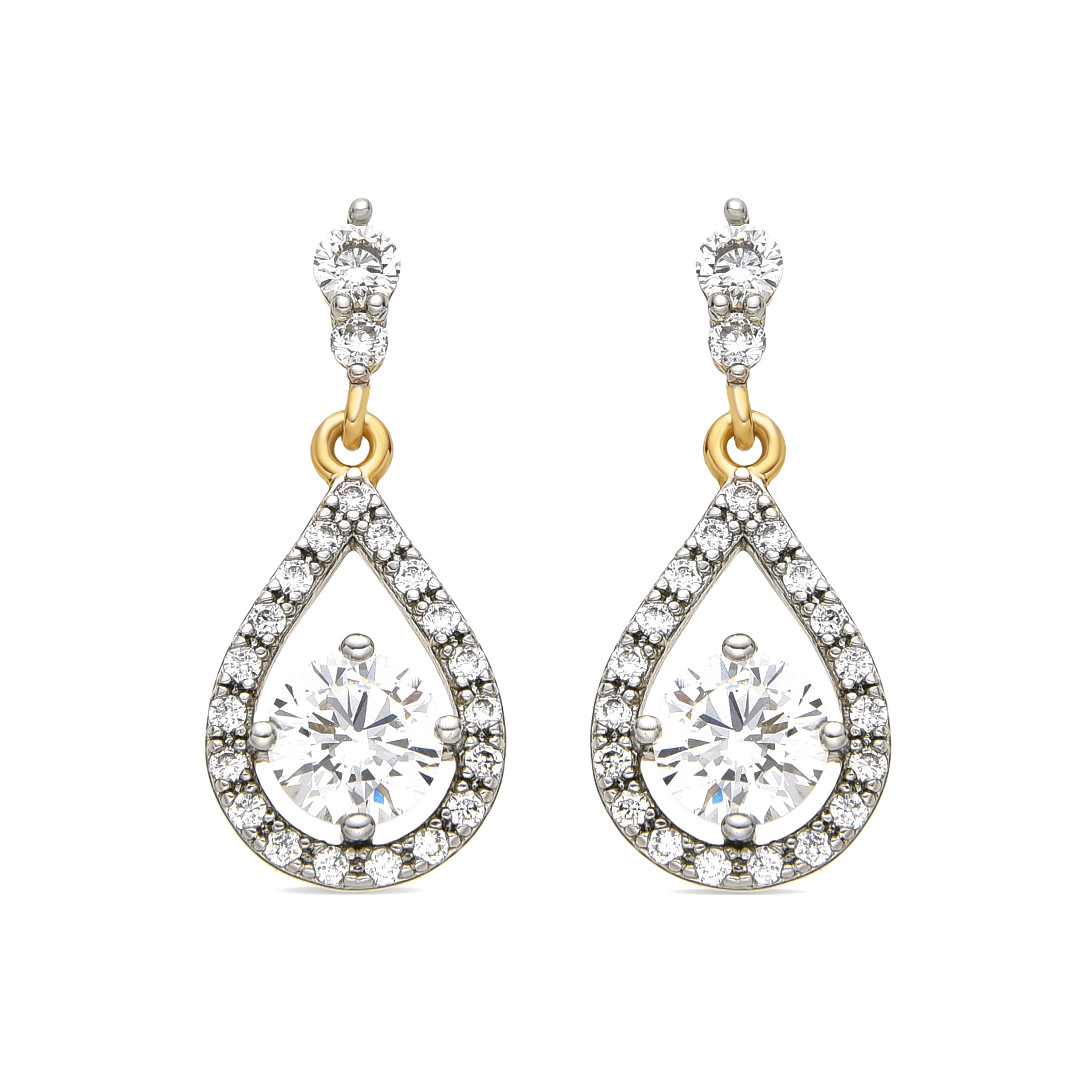 Pendientes con Circonita Brillante acabado oro 18k - Lessia
