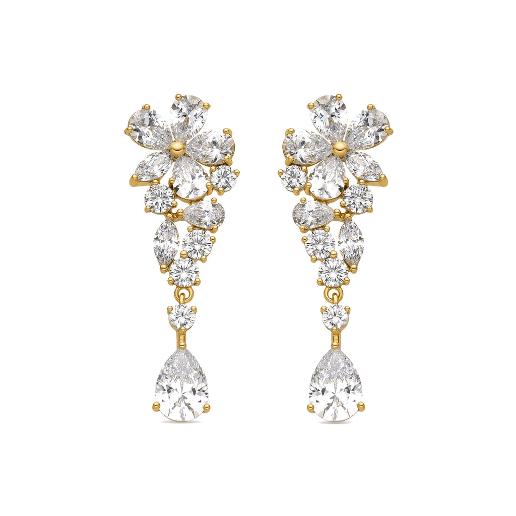 Pendientes con Circonita Brillante acabado oro 18k - Snesy