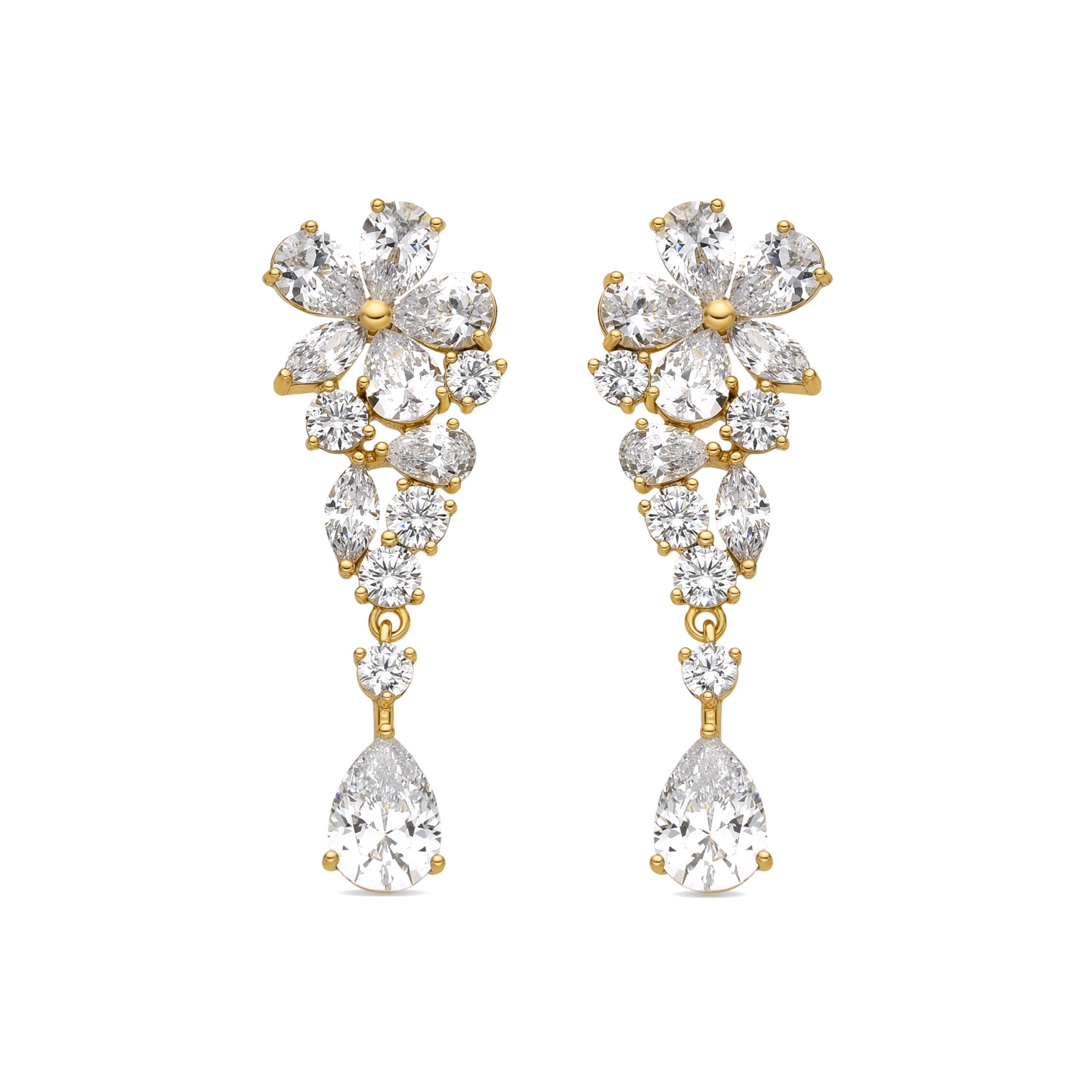 Pendientes con Circonita Brillante acabado oro 18k - Snesy