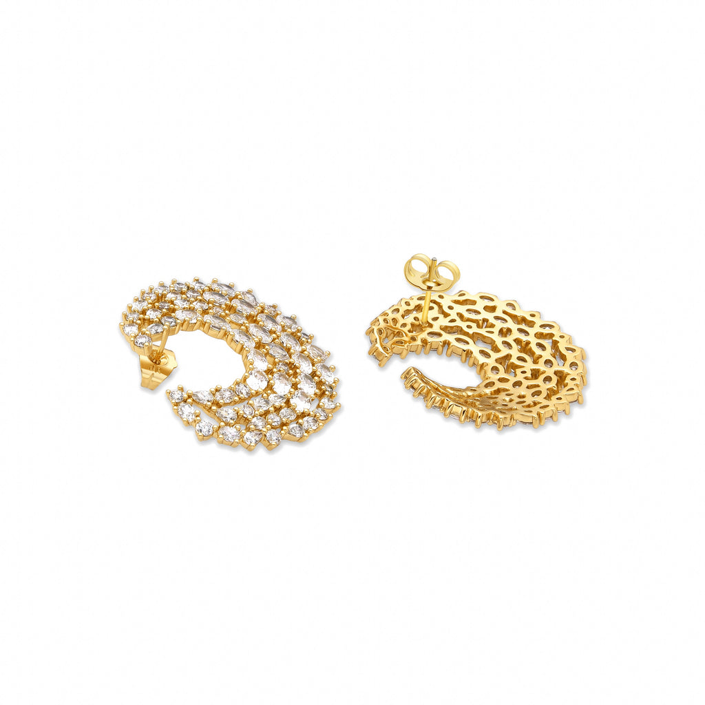 Pendientes con Circonita Brillante acabado oro 18k - Riaer