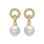Pendientes con Perla Blanca acabado oro 18k - Hicur