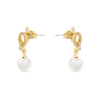 Pendientes con Perla Blanca acabado oro 18k - Hicur