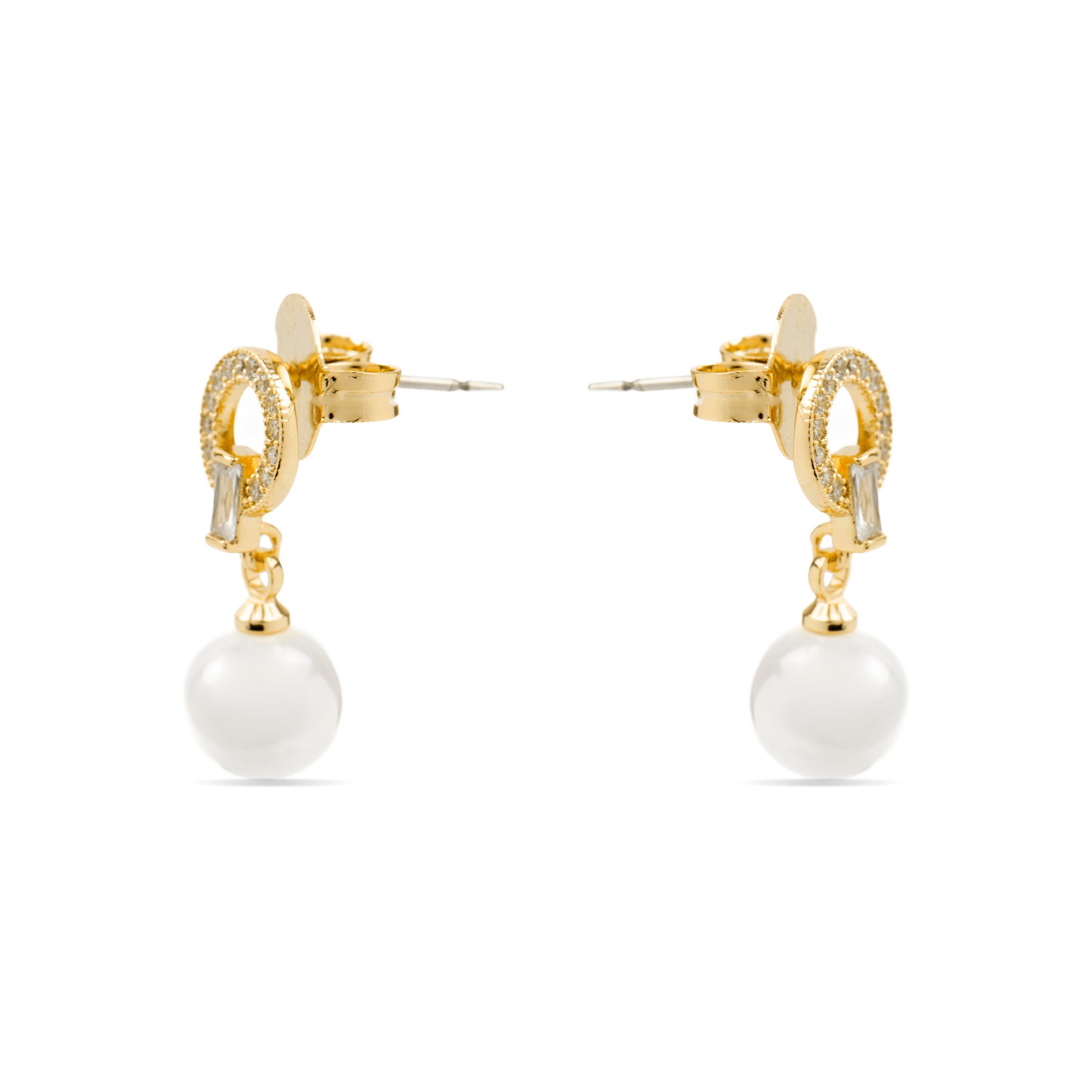 Pendientes con Perla Blanca acabado oro 18k - Hicur