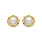 Pendientes con Perla Blanca acabado oro 18k - Ciada