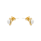 Pendientes con Perla Blanca acabado oro 18k - Ciada