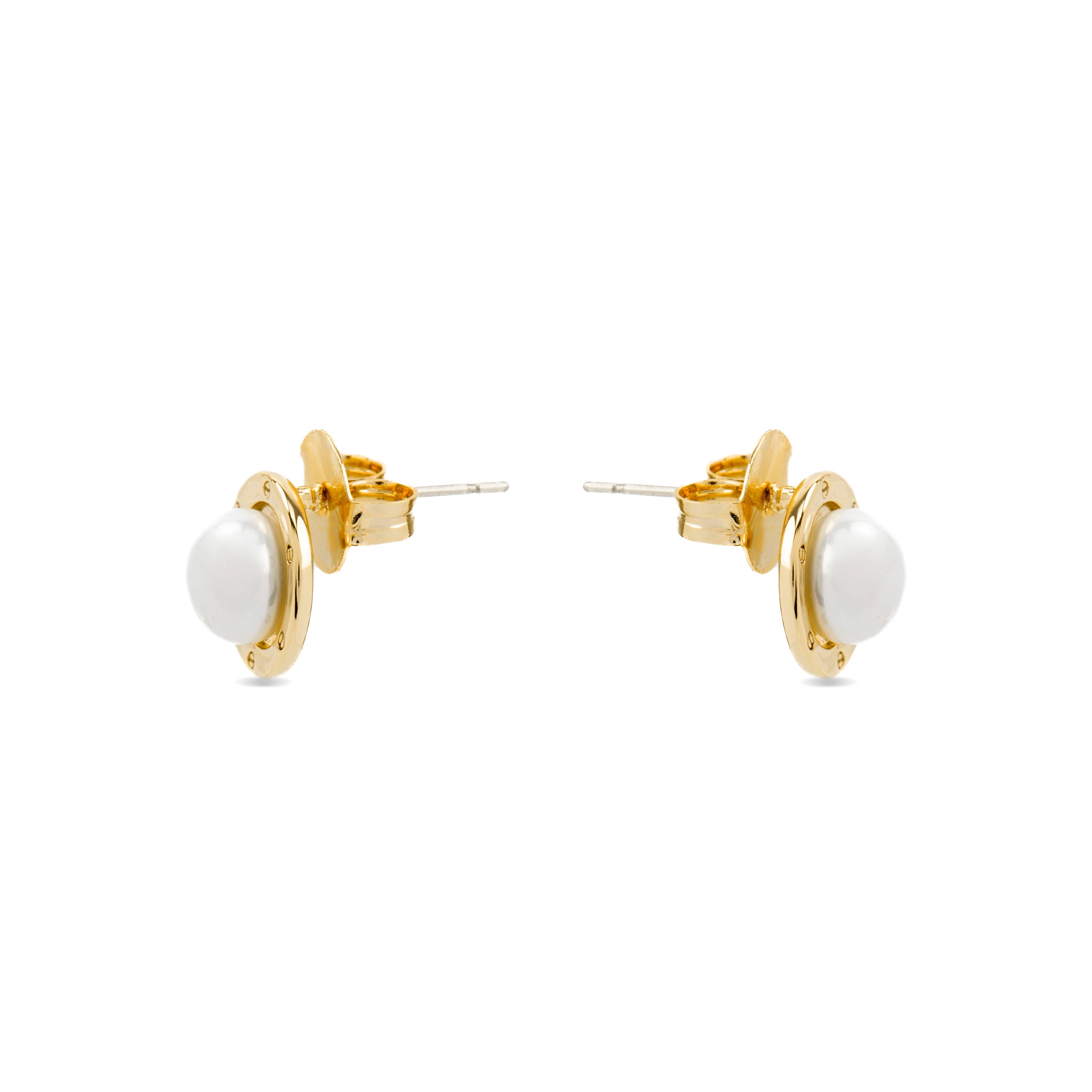 Pendientes con Perla Blanca acabado oro 18k - Ciada