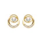 Pendientes con Perla Blanca acabado oro 18k - Lebya