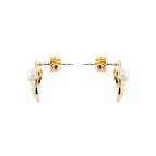 Pendientes con Perla Blanca acabado oro 18k - Lebya