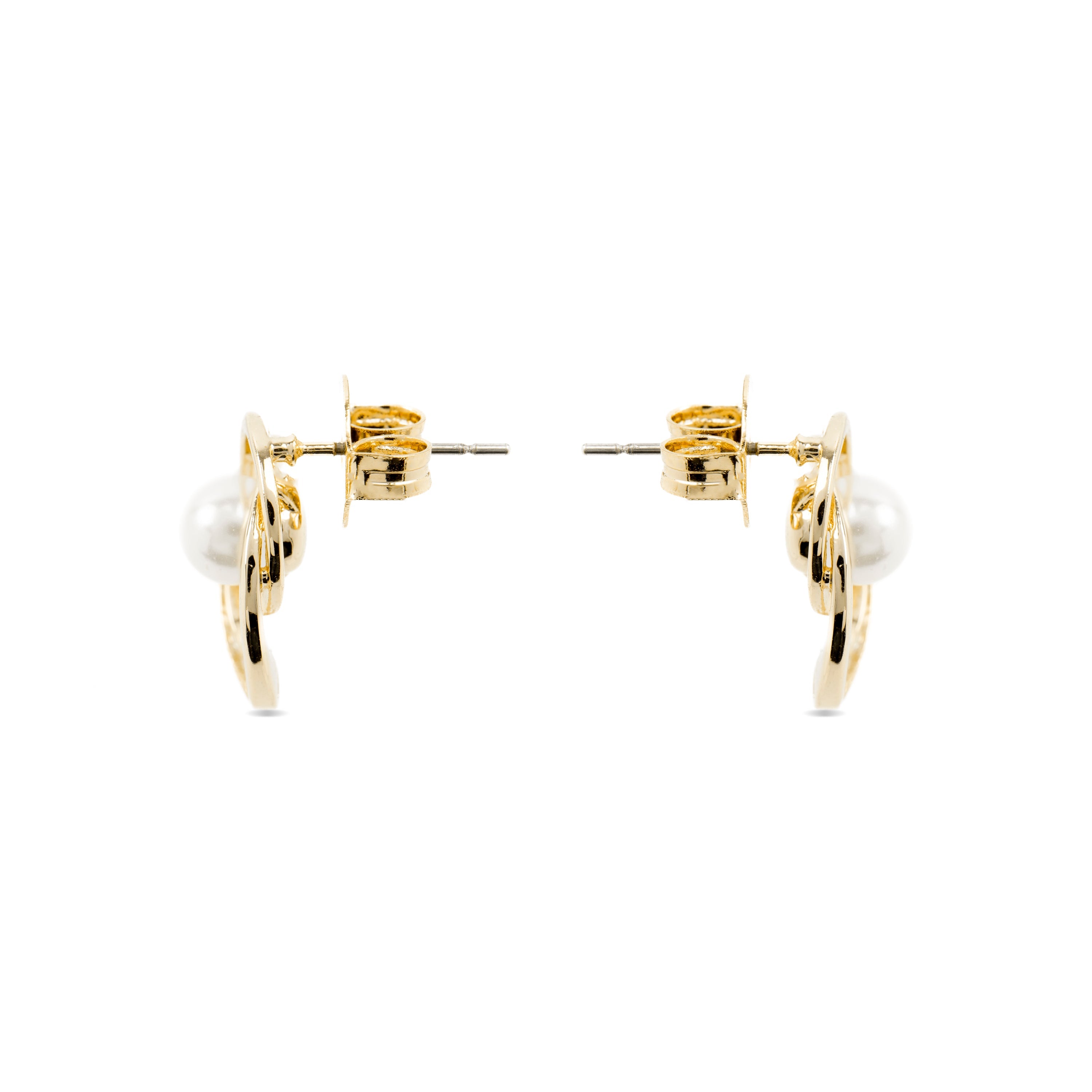 Pendientes con Perla Blanca acabado oro 18k - Lebya