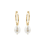 Pendientes con Perla Blanca acabado oro 18k - Nemys