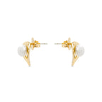Pendientes con Perla Blanca acabado oro 18k - Ku