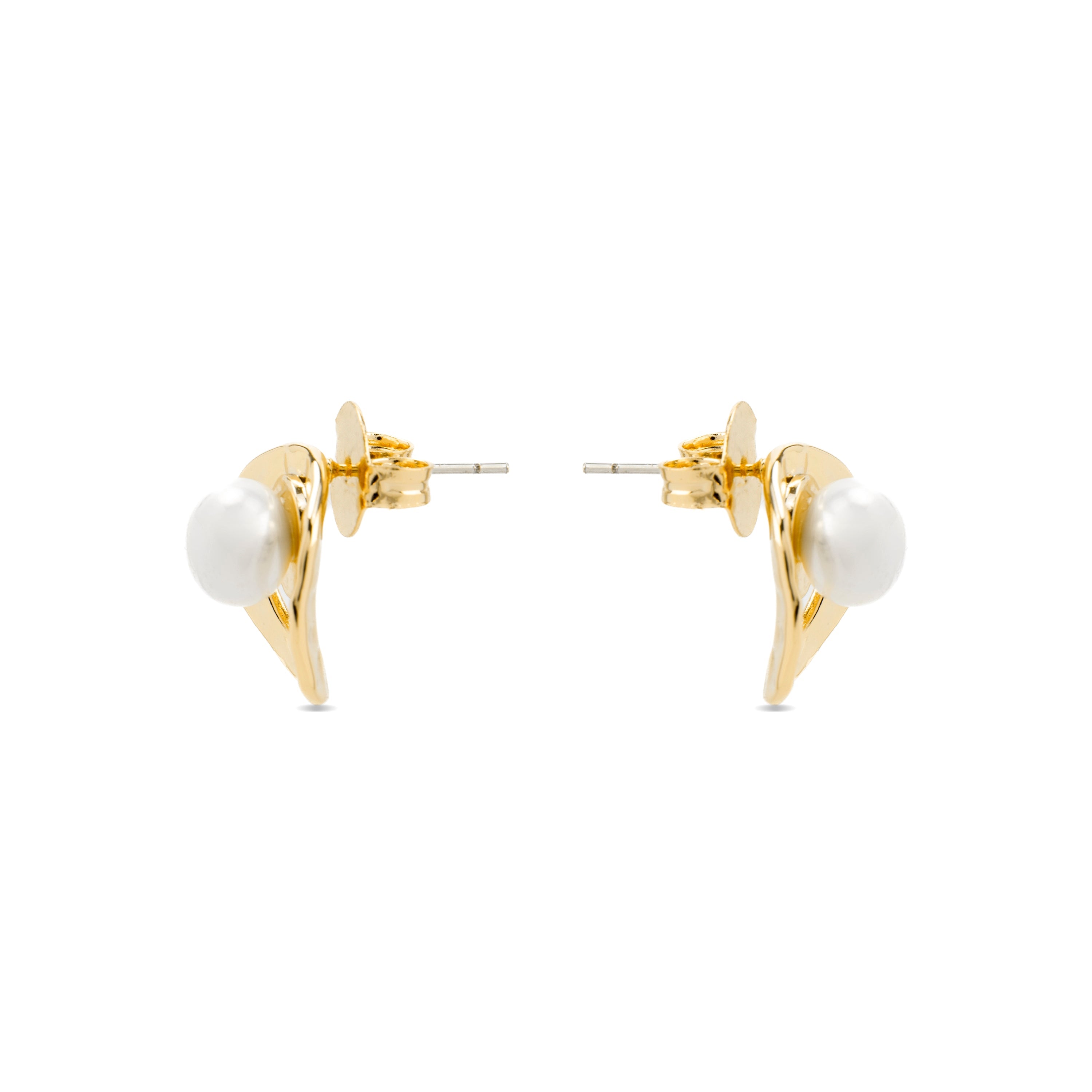 Pendientes con Perla Blanca acabado oro 18k - Ku