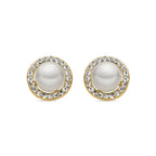 Pendientes con Perla Blanca acabado oro 18k - Basnik