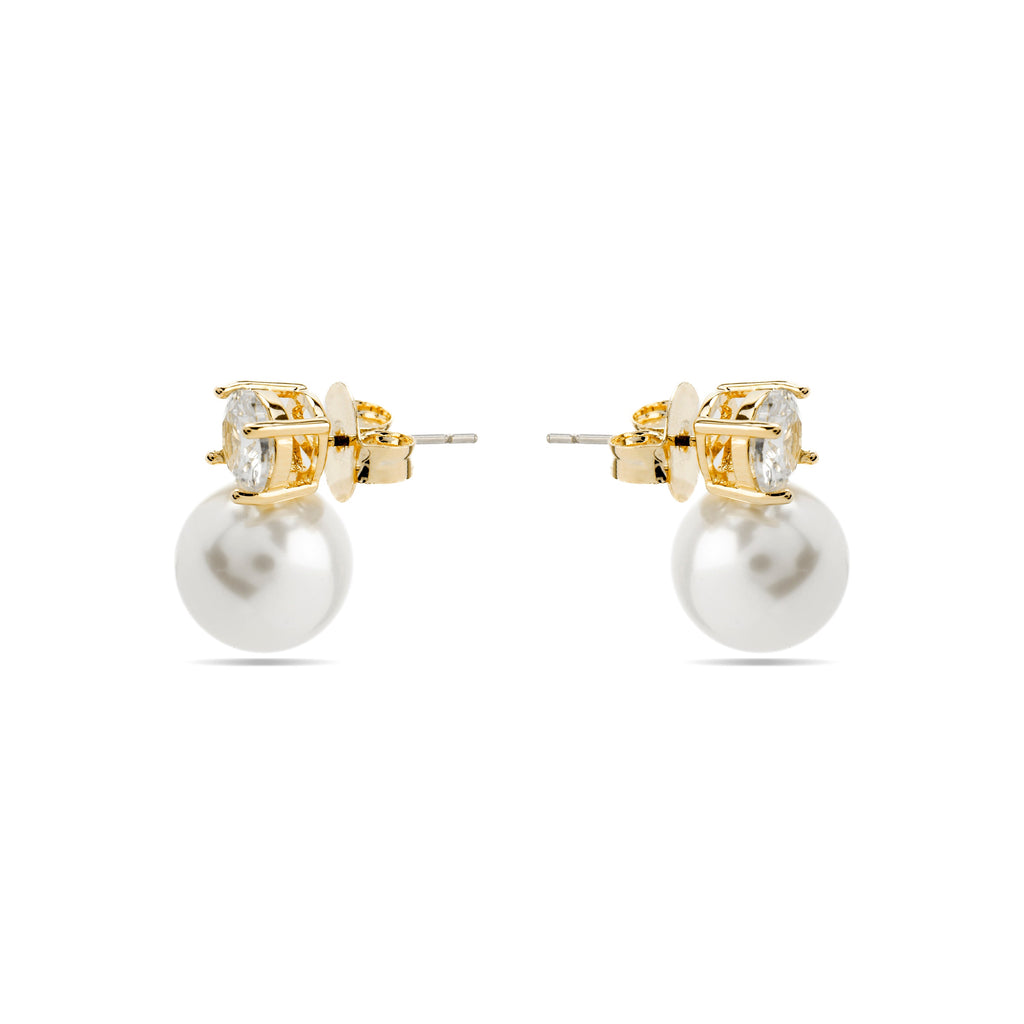 Pendientes con Perla Blanca acabado oro 18k - Pacezu