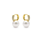 Pendientes acabado oro amarillo de 18k y Perla Blanca - Maeki