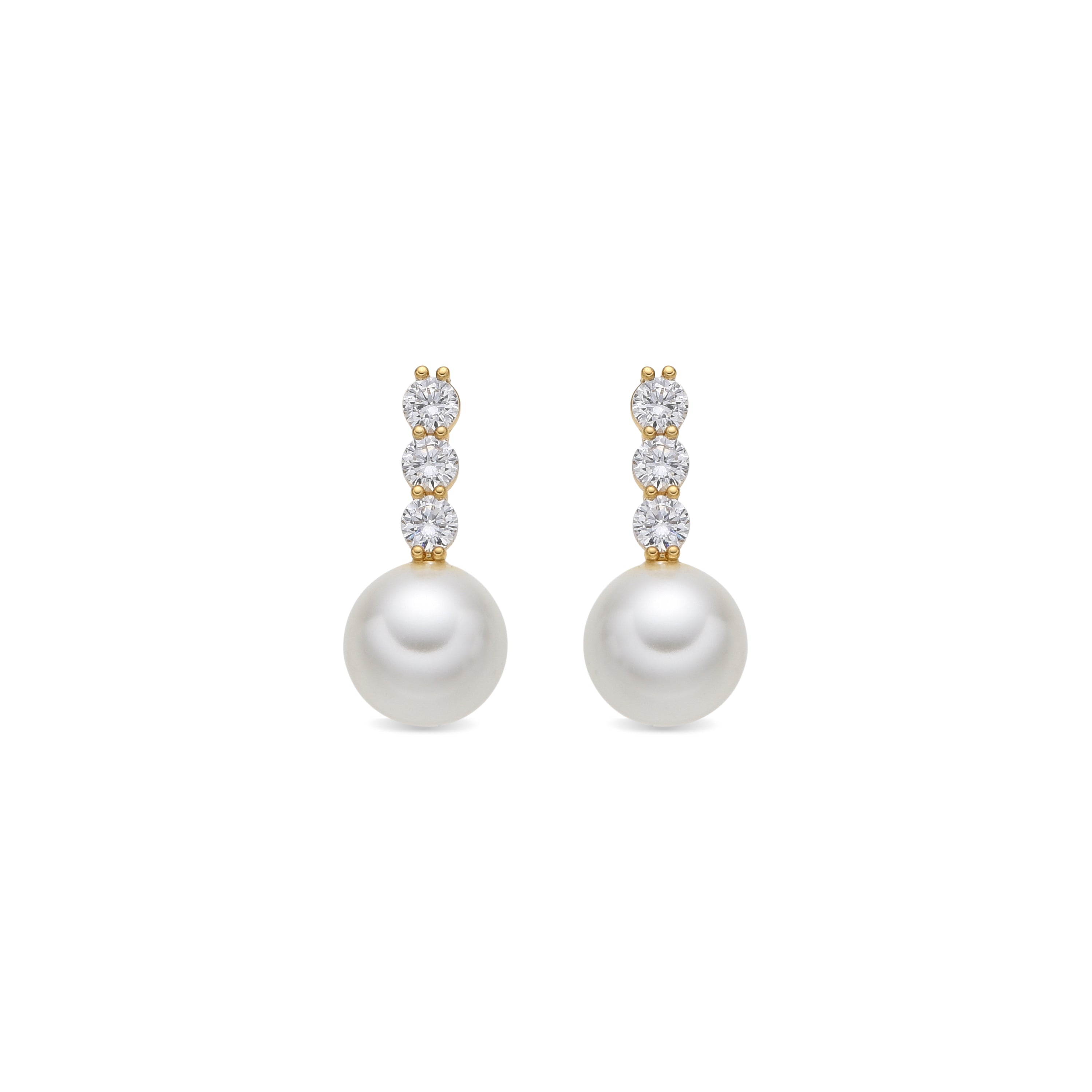 Pendientes acabado oro amarillo de 18k y Perla Blanca - Anu