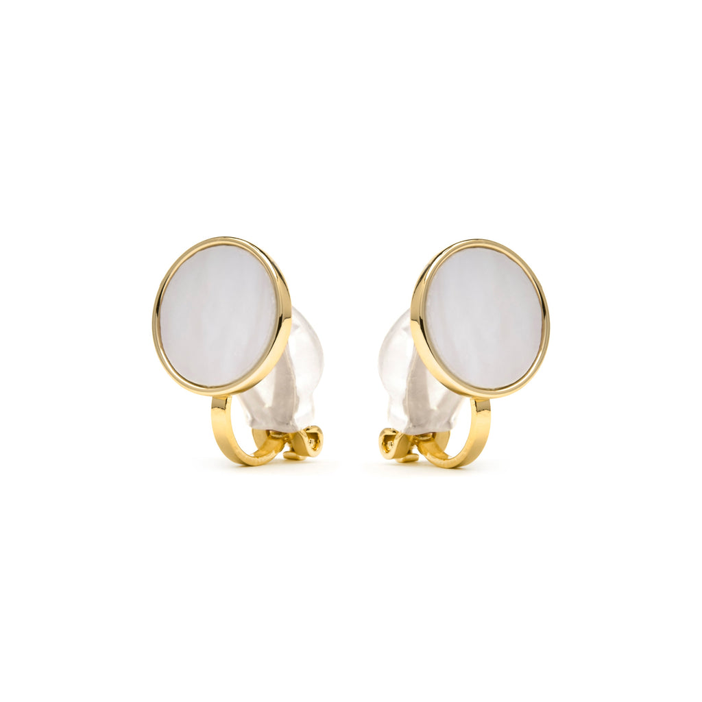 Pendientes acabado oro amarillo de 18k y Madreperla Blanca - Akil