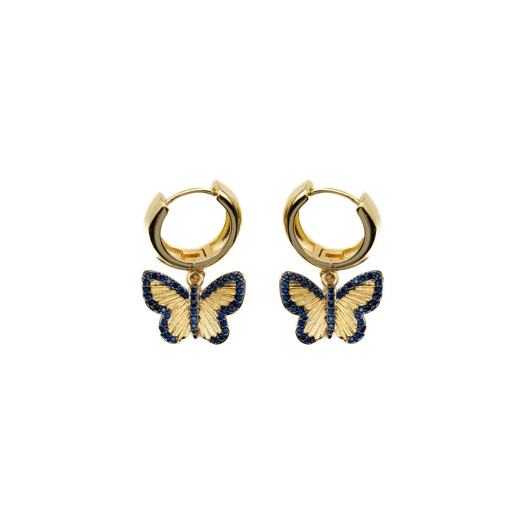 Pendientes con Circonita Zafiro acabado oro 18k - Arru