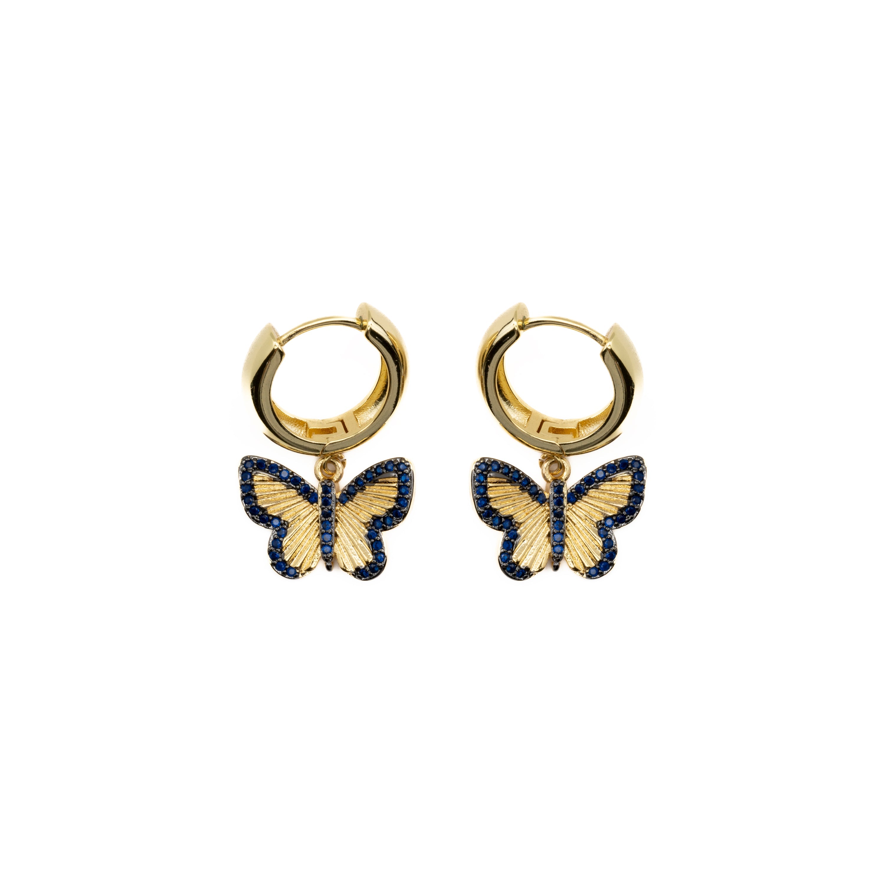Pendientes con Circonita Zafiro acabado oro 18k - Arru