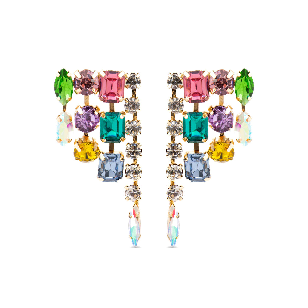 Pendientes con Cristal Multicolor acabado oro 18k - Shamwa