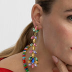Pendientes con Cristal Multicolor acabado oro 18k - Durblai