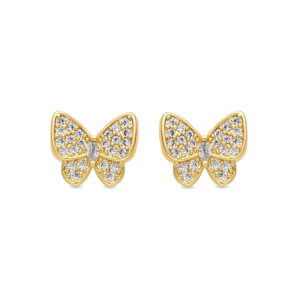 Pendientes acabado oro amarillo de 18k y Circonita Brillante - Vaxiuh