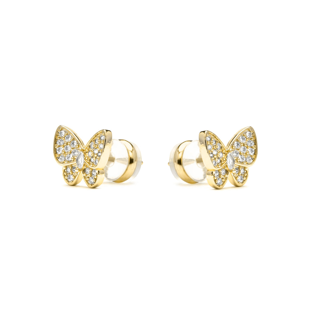 Pendientes acabado oro amarillo de 18k y Circonita Brillante - Vaxiuh