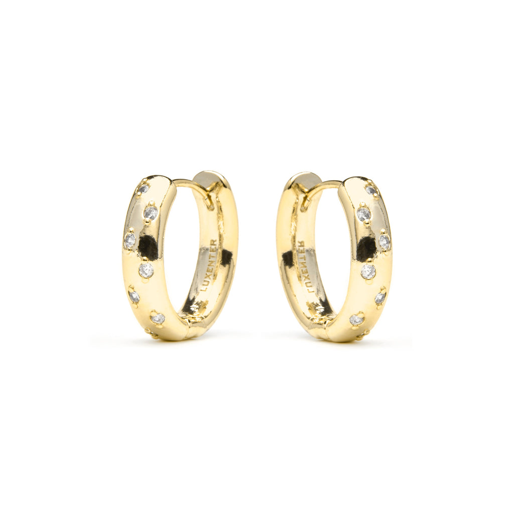 Pendientes acabado oro amarillo de 18k y Circonita Brillante - Yase