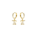 Pendientes acabado oro amarillo de 18k y Circonita Brillante - Zare