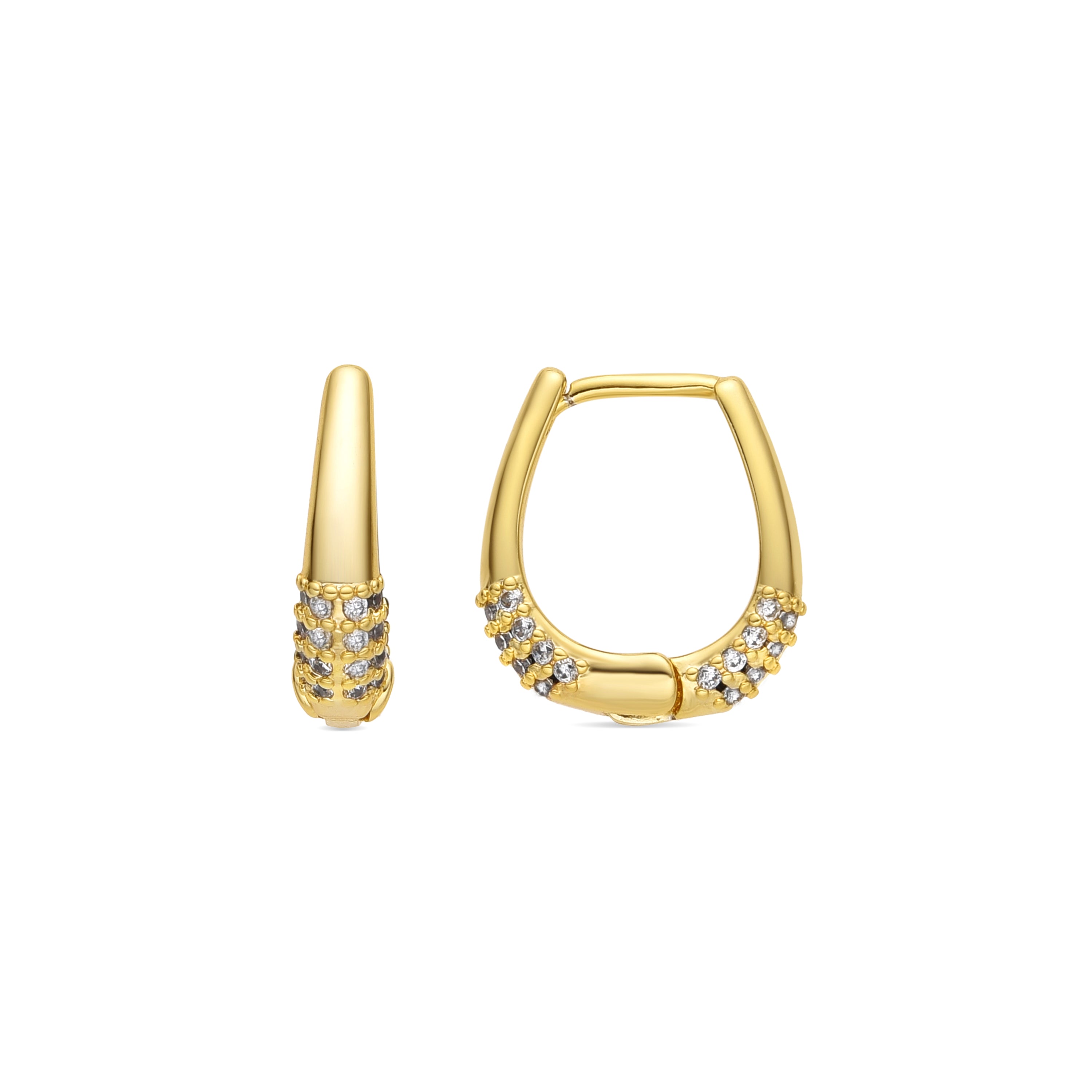 Pendientes acabado oro amarillo de 18k y Circonita Brillante - Redi