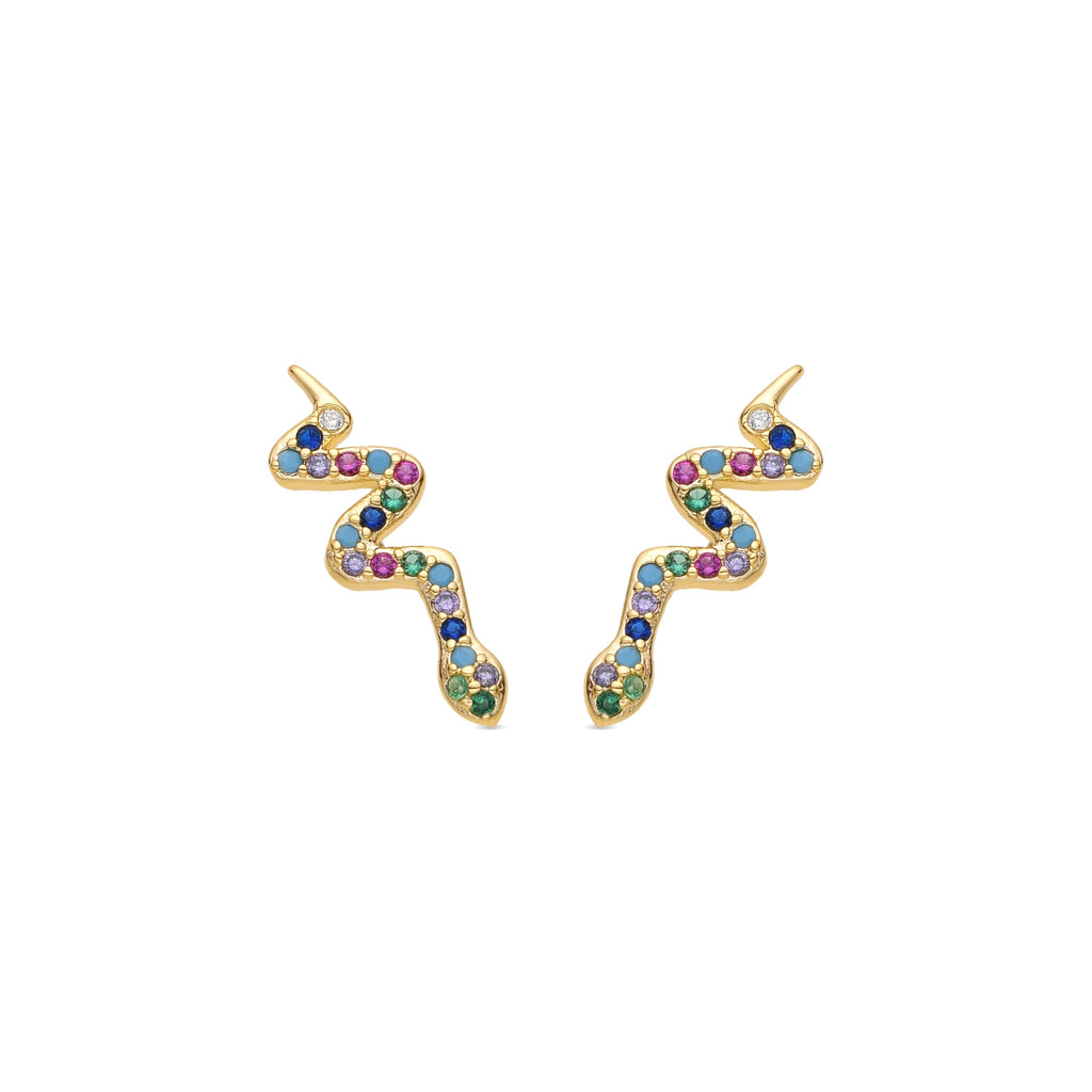 Pendientes acabado oro amarillo de 18k y Circonita Multicolor - Orksad
