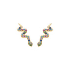 Pendientes acabado oro amarillo de 18k y Circonita Multicolor - Orksad