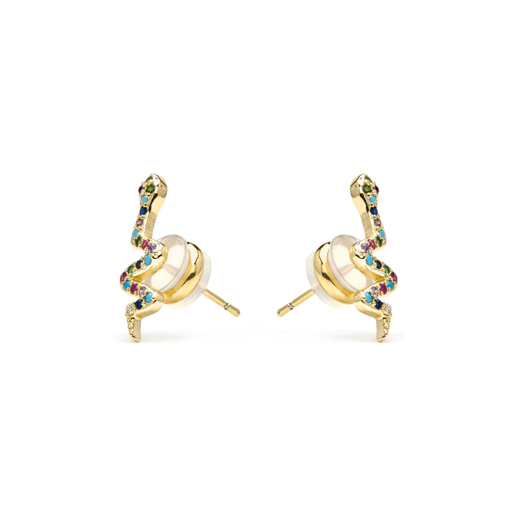 Pendientes acabado oro amarillo de 18k y Circonita Multicolor - Orksad