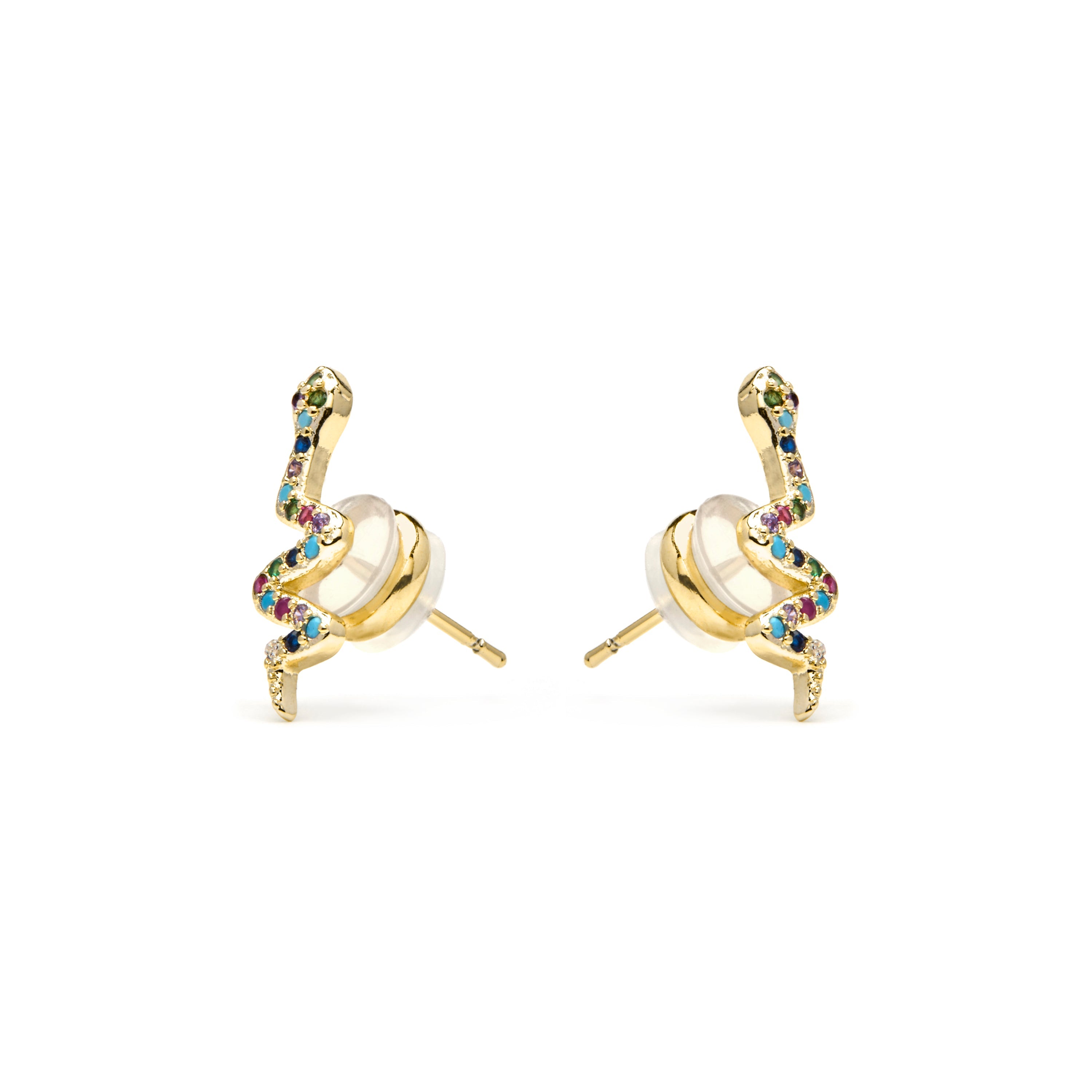 Pendientes acabado oro amarillo de 18k y Circonita Multicolor - Orksad