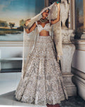 Falaknuma Nude Pearl Cut Work Lehenga Set By KYNAH, Luxury Indian Fashion & Bridal Wear
