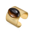 Anillo con Ojo de Tigre acabado oro 18k - Anleh