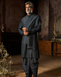 Charcoal Grey Bundi Set By KYNAH, Luxury Indian Fashion & Bridal Wear