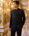 Black Embroidered Bandhgala Set By KYNAH, Luxury Indian Fashion & Bridal Wear