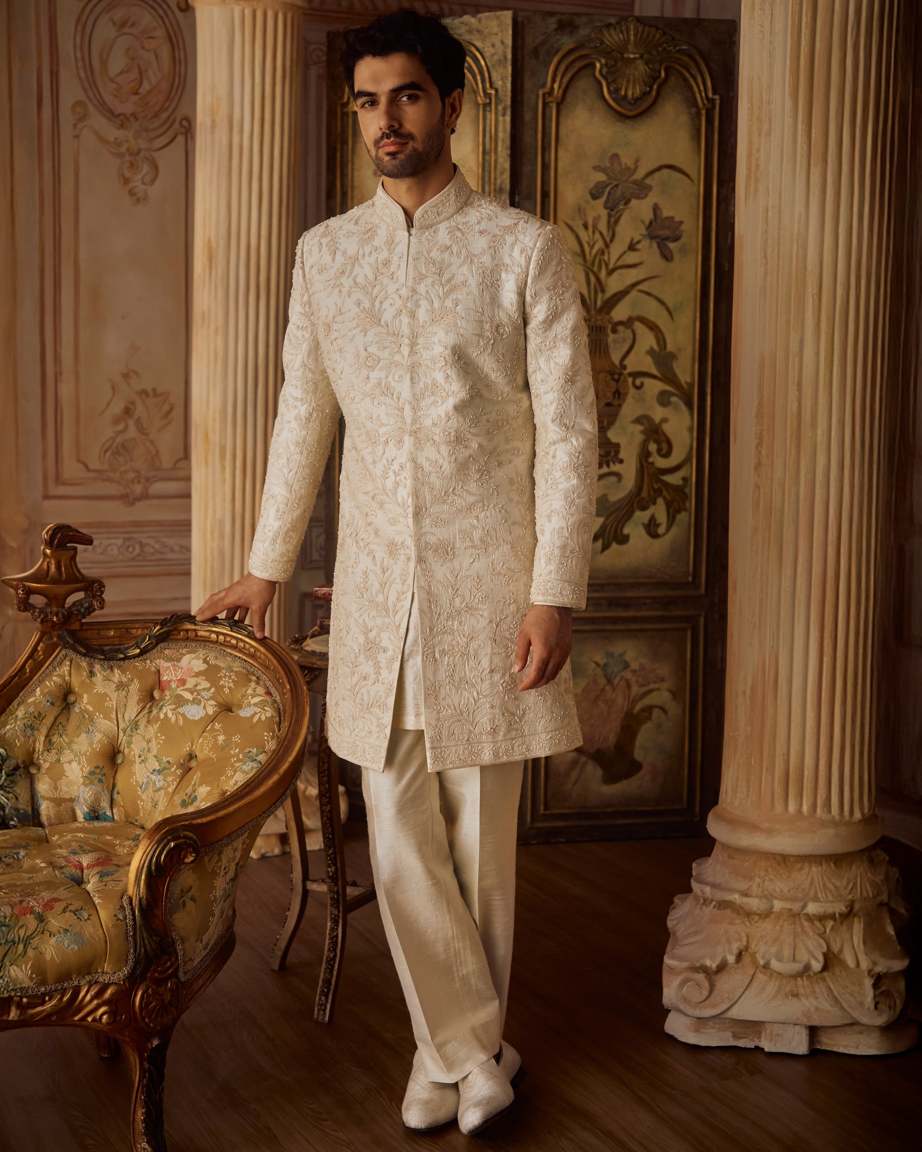 Ivory Portraits Sherwani Set By KYNAH, Luxury Indian Fashion & Bridal Wear