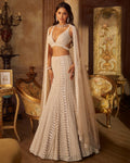 Champagne Pearl Side Cut Skirt Set By KYNAH, Luxury Indian Fashion & Bridal Wear
