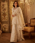 Ivory Pearl Scalloped Sharara Set By KYNAH, Luxury Indian Fashion & Bridal Wear