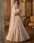 Nude Heavily Embroidered Bridal Pearl Lehenga Set By KYNAH, Luxury Indian Fashion & Bridal Wear