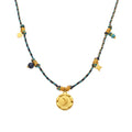 Collar con Cristal Azul Oscuro acabado oro 18k - Liskel