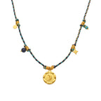 Collar con Cristal Azul Oscuro acabado oro 18k - Liskel