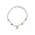Collar con Cristal Azul Oscuro acabado oro 18k - Liskel