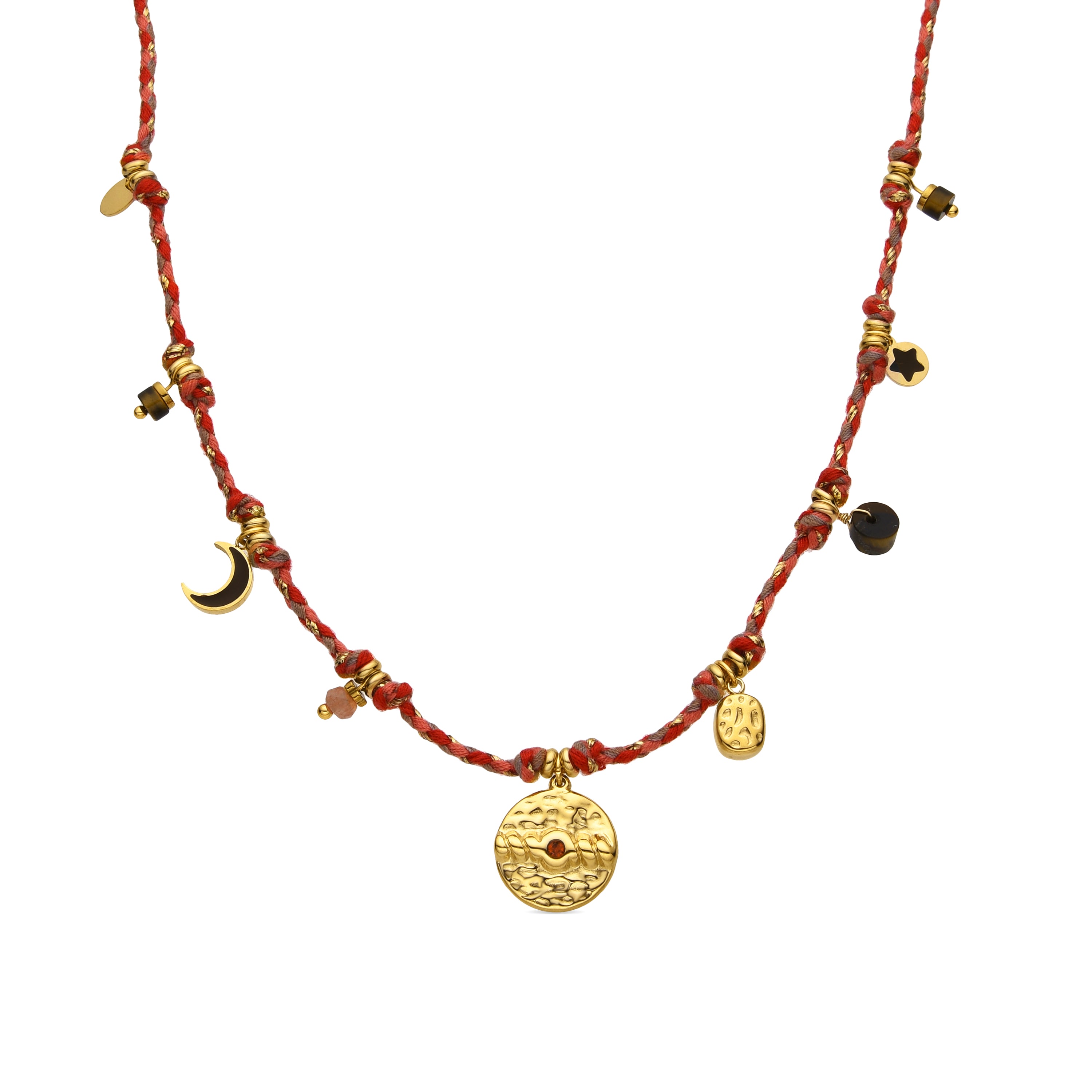 Collar con Cristal Azul Oscuro acabado oro 18k - Liskel